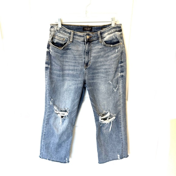 Judy Blue Denim - Judy Blue Wide Leg Distressed Cropped Jeans Size 31